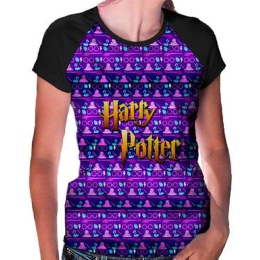 Imagem de Camiseta Raglan Baby Look Harry Potter Ref:388 - smoke, Preto, XG