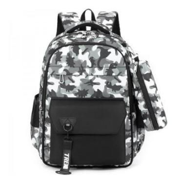 Imagem de MOCHILA ESCOLAR CAMUFLADA + ESTOJO-Unissex