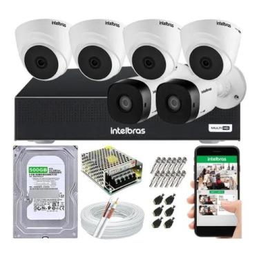 Imagem de Kit Cftv 6 Câmeras Segurança 1 Mega Dvr Intelbras Mhdx Multi Hd