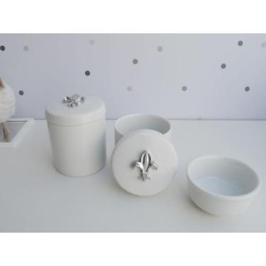 Imagem de Kit Higiene Bebê K015 Prata Porcelanas Decoração Quarto Banho - Cirand