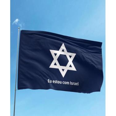Imagem de Bandeira Eu Estou Com Israel em Tecido Oxford 140x80 cm - Qualidade Pr