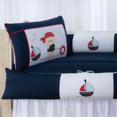 Imagem de Kit enxoval para berço 503 piratinha ursinho marinho bordado com babad