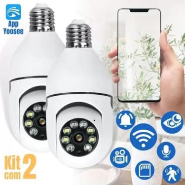 Imagem de kit 2 Câmera Ip Segurança Lampada Panoramica Wifi Espia prova d'agua g