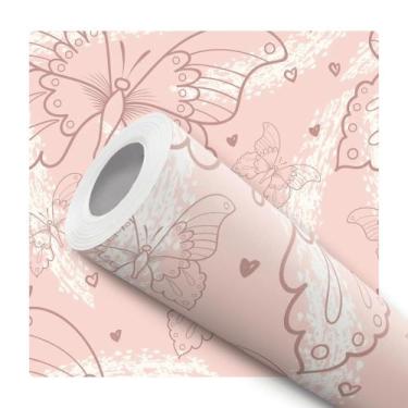 Imagem de Papel De Parede Adesivo Lavável Borboletas Tons Rosa - Bazar dos Quadr