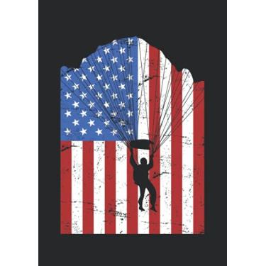 Imagem de Notizbuch A4 liniert mit Softcover Design: Fallschirm Skydiver USA Amerika Flagge Fallschirmspringer: 120 linierte DIN A4 Seiten