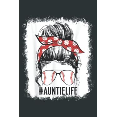 Imagem de Bleached Baseball Aunt Messy Bun Game Day Vibes Mother s Day: Easter Lined Notebook 6x9 inch 121 Pages