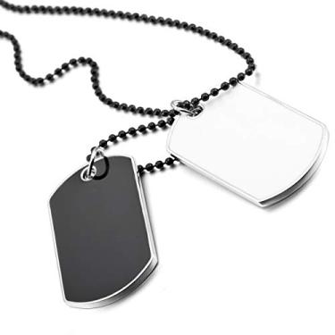 Imagem de MOWOM Colar com pingente esmaltado de liga branca e preta, 2 peças, nome do exército, etiqueta dupla, esmaltado