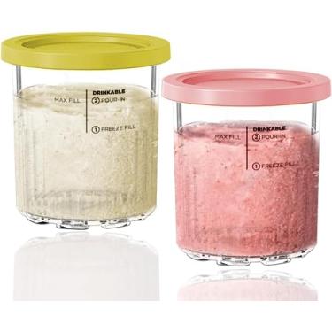 Imagem de AFDLLDQM 24 Oz. Extra Pint | Substituição de Recipientes para Ninja Creami Pints E Tampas-Pacote com 4, Compatível com Ninja Nc500, Nc501 Series Creami Deluxe Ice Cream Maker-Lavável Na Máquina de Lav