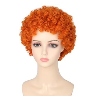 Imagem de LeMarnia Annie peruca laranja curta cacheada peruca afro para meninas festa de Halloween fantasia perucas cosplay