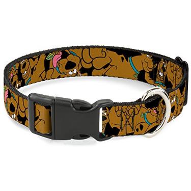 Imagem de Buckle-Down Coleira com clipe de plástico "Scooby Doo empilhado", preta, 3,8 cm de largura, serve para pescoço de 40,6 a 58,4 cm - médio