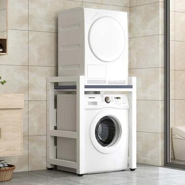 Imagem de Armário de máquina de lavar tambor, unidade de armazenamento de máquina de lavar sobre, kit de empilhamento para lavadora e secadora, prateleira de armazenamento de máquina de lavar para banheiro,