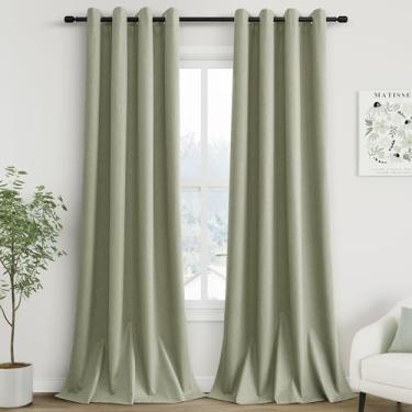 Imagem de Cortinas blackout 100% de linho para quarto, isolamento térmico, cortinas blackout completas, 300 cm de comprimento, conjunto de 2 painéis, bloqueio de calor e luz total, cortinas escurecidas para