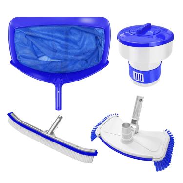 Imagem de Aiper 4 in 1 Swimming Pool Cleaning Kit, Pool Brush, Pool Vacuum Head, Skimmer Leaf Net, Pool Dispenser, Perfect for Above-Ground/In-ground Pools, Fountains, Walls, Tiles & Floors (Pole NOT Included)