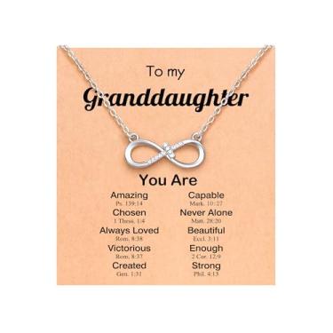 Imagem de UNGENT THEM Colar com cruz Love is Forever Infinity para neta, filha, aniversário, Natal, Dia dos Namorados, presentes religiosos de Páscoa, Aço inoxidável, Zircônia cúbica