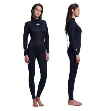 Imagem de Divmystery Roupa de mergulho feminina (6 tamanhos) – super elástica – 3/2 mm com zíper nas costas para mulheres em água fria, mergulho, natação, surfe, snorkeling, caiaque
