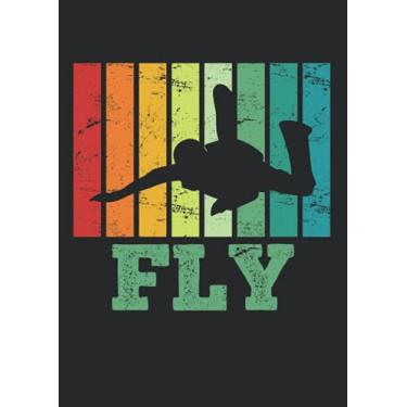 Imagem de Notizbuch A4 liniert mit Softcover Design: Fallschirmspringer Retro Skydiver Vintage Fly Tandemsprung: 120 linierte DIN A4 Seiten