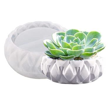 Imagem de Vaso de flores de gesso redondo molde de silicone vaso suculento vaso cacto molde de concreto resina epóxi vela pote caixa de armazenamento molde de argila de cimento