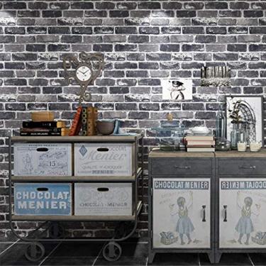 Imagem de Okydoky Papel de parede de tijolo cinza para decoração de casa, autoadesivo, vinil para casa, oficina e escritório, 44 x 299 cm, C201-3