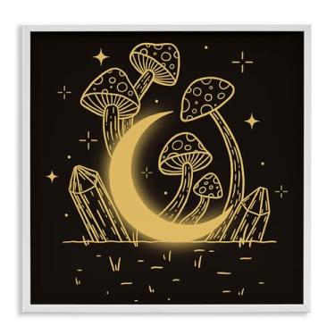 Imagem de Stupell Industries Moon In The Shroom Framed Giclee Wall Art Design por Ahmed Sameh Hussein, moldura branca, 43 x 43 cm
