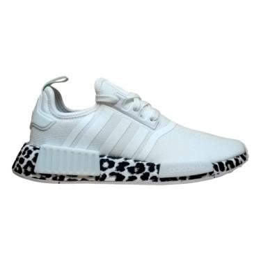 Imagem de adidas Originals NMD_r1's Tênis feminino, Estampa de leopardo branco e preto, 36