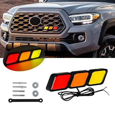 Imagem de aHei Emblema de Grade Tricolor Emblema LED Luz Carro Caminhão Emblema Lâmpada Adequada para Tacoma 4Runner Tundra Sequoia Rav4 Highlander Acessórios de Decoração (Diamante)
