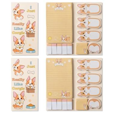 Imagem de Xqumoi Conjunto de 2 unidades I Just Really Like Corgis Sticky Notes – Cute Cartoon Corgis autoadesivos blocos de notas divisórias de animais conjunto de blocos de notas para escrever marcadores de