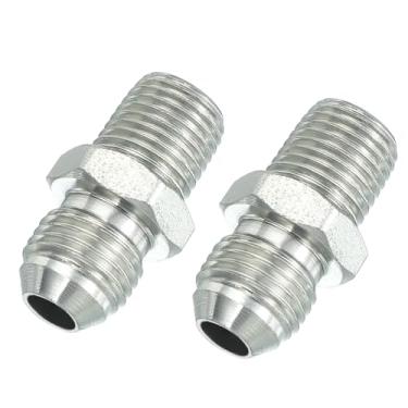 Imagem de PATIKIL Conectores hexagonais redutores adaptador de tubo 9/40.6 cm macho 37° Flare JIC x 1/10.2 cm macho NPT, pacote com 2 adaptadores de bocal redutor de encaixe de tubo encaixe hidráulico de aço