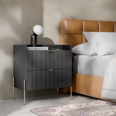 Imagem de Mesa De Cabeceira Venus 60 Base Dourada (Grafite/Dourado)