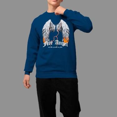 Imagem de Moletom Gola Careca Basico Masculino Casual Confortável Inverno Blusa 