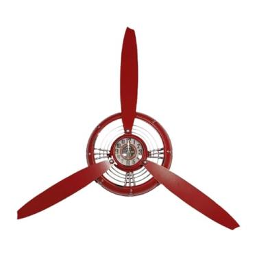 Imagem de Wswqop Relógio de decoração de parede de hélice do avião para sala de estar para sala de estar, Vermelho