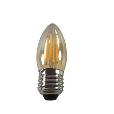 Imagem de Lampada led vela 4w e-27 branco quente filamento bico redondo - CBC