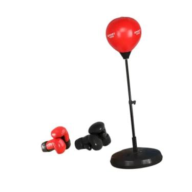 Imagem de Colaxi Bolsa de pancada com saco de barro e luvas Speed ​​Bag de coordenação de reação de reação de reação para o exercício interno meninos meninas, Vermelho
