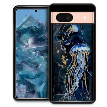 Imagem de Goodsprout Capa compatível com Google Pixel 8A, água-viva azul profundo oceano incrível design à prova de choque anti-arranhões capa traseira rígida PC para Google Pixel 8a