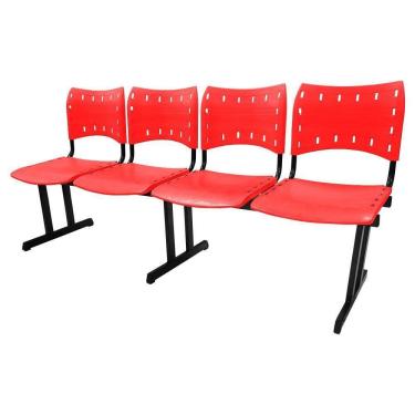 Imagem de Cadeira Iso Pp Rp Longarina 4 Lugares Color Vermelho