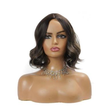 Imagem de Peruca Curta Corte Mide Bob Uso Diario Morena Iluminada - Gm Hair
