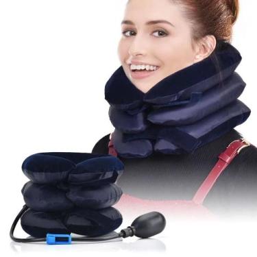 Imagem de Suporte pescoco colar cervical almofada inflavel viagem travesseiro pr