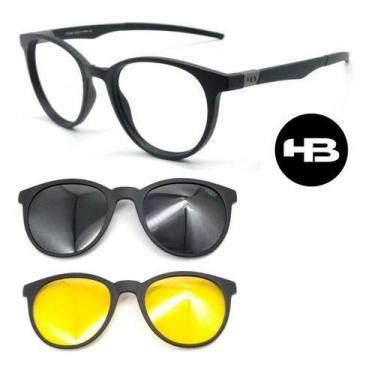 Imagem de Armação Grau Hb Swicth 0253 Preto Fosco Com 2 Clipons Cn, Preto