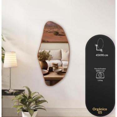 Imagem de Espelho Decorativo Orgânico 05 Com Moldura Lâmina De Madeira - Liz Dec