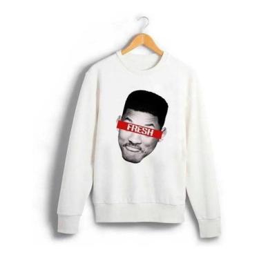 Imagem de Moletom Gola Careca Cabeça Do Will Smith - Percepção Camisetas, Branco