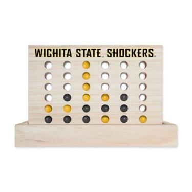 Imagem de Rico Industries NCAA Mini Travel Team 4 in A Row Mini Game- Wooden, Team Colors, 5.5" x 8" (Wichita State Shockers)