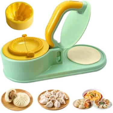 Imagem de Máquina de fazer bolinhos 3 em 1 prensa para cozinha empanada prensa Baozi molde de pão manual para pastelaria para comida chinesa, empanada, ravioli, pierogi, torta manual (verde claro)
