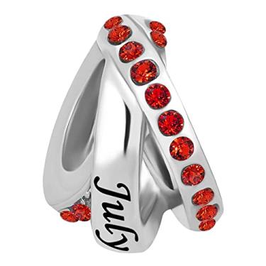 Imagem de MiiFort Berloque feminino com três voltas de pedras de aniversário compatível com pulseiras Pandora presente família aniversário de Natal filha irmã, Metal, Sem Pedra Preciosa