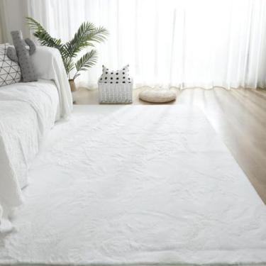 Imagem de Decoração para casa Tapete Sala de estar Tapetes macios e fofos de pelúcia Tapete para quarto infantil Tapete antiderrapante Cinza, Branco, 100x180cm 39x70 pol.