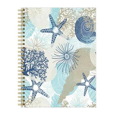 Imagem de FVBAO Caderno espiral para mulheres, caderno pautado universitário A5 15 x 21 cm, 120 páginas (60 folhas) diário forrado com papel grosso premium, perfeito para escola, escritório, casa (concha coral