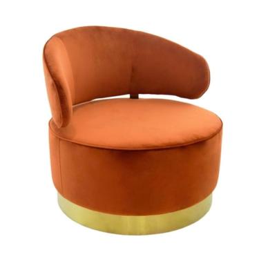 Imagem de Poltrona Redonda Moderna Metal Dourado Est Laranja Luxo