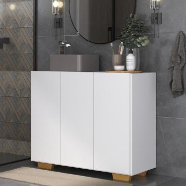 Imagem de Gabinete Banheiro 3 Portas 90cm Mp5031 Branco Natural
