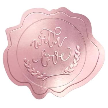 Imagem de Whaline 500 peças de selo envelope em relevo em ouro rosa com cera de amor adesivo de casamento adesivo de envelope para chá de bebê, convite de festa, cartão de felicitações