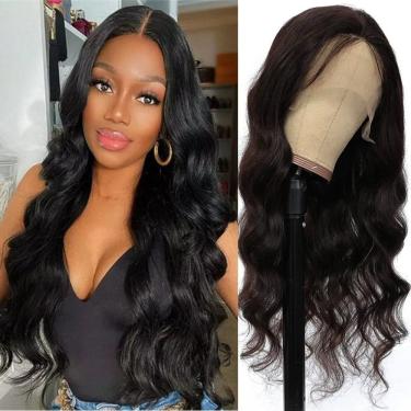 Imagem de Peruca frontal de renda Pinketer Body Wave 100% cabelo humano 24 polegadas