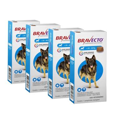 Imagem de Bravecto Antipulgas E Carrapatos Para Cães 20 A 40kg - 4 Unidades