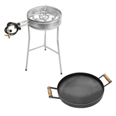 Imagem de Kit Fogareiro Fogão Zincado 35cm Disco de 43cm Borda de 4cm - Papalégu